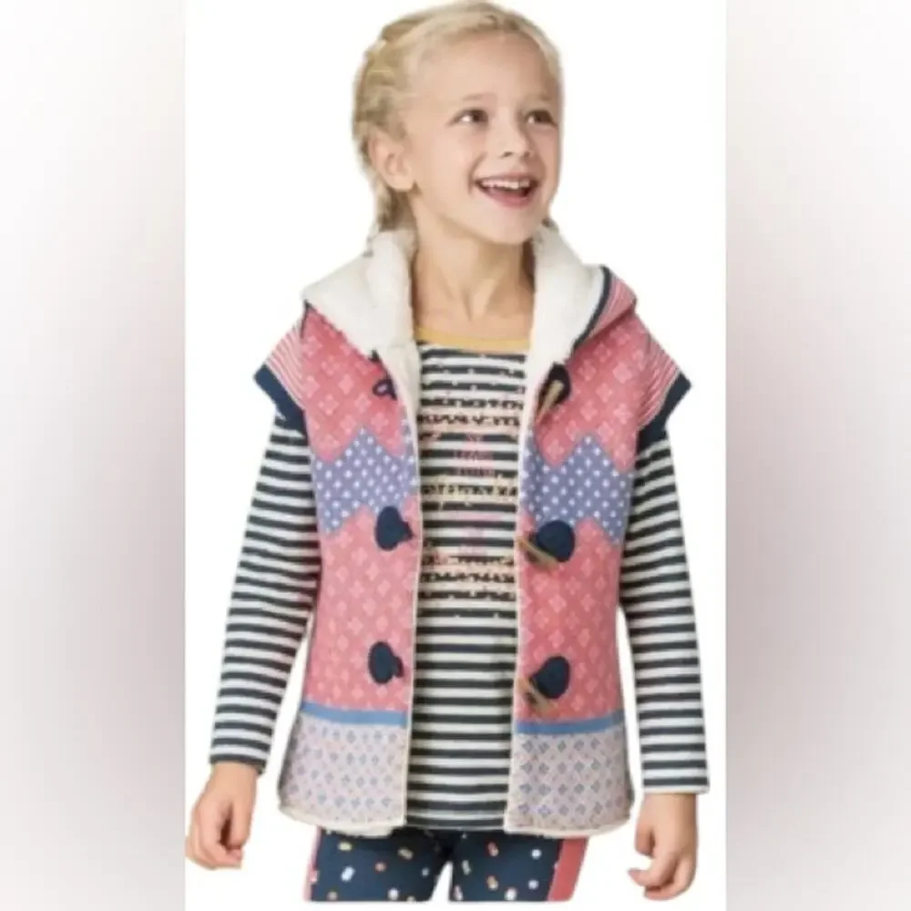 Matilda Jane Make Believe WARM HUGS Sz 10 Hood Vest Sherpa Lining Toggle Buttons